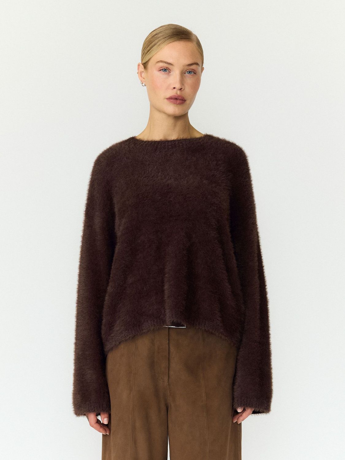 Y.A.S Malli gebreide trui – bruin