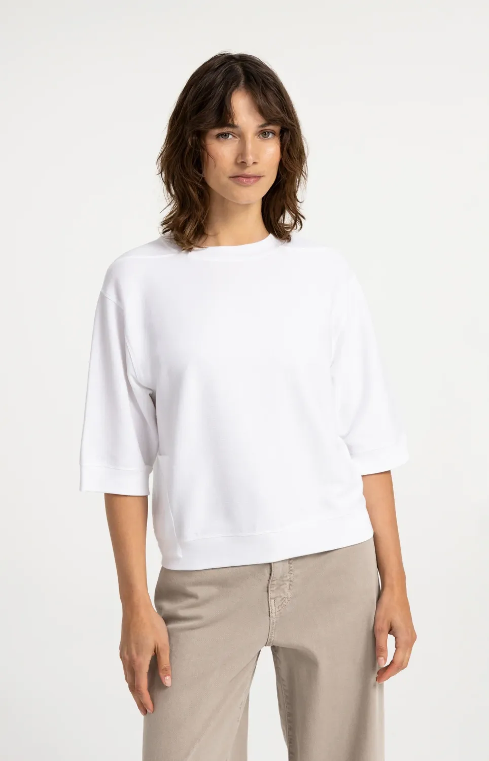 YaYa Trui met korte mouwen en ribbo 01-709407-608 PURE WHITE