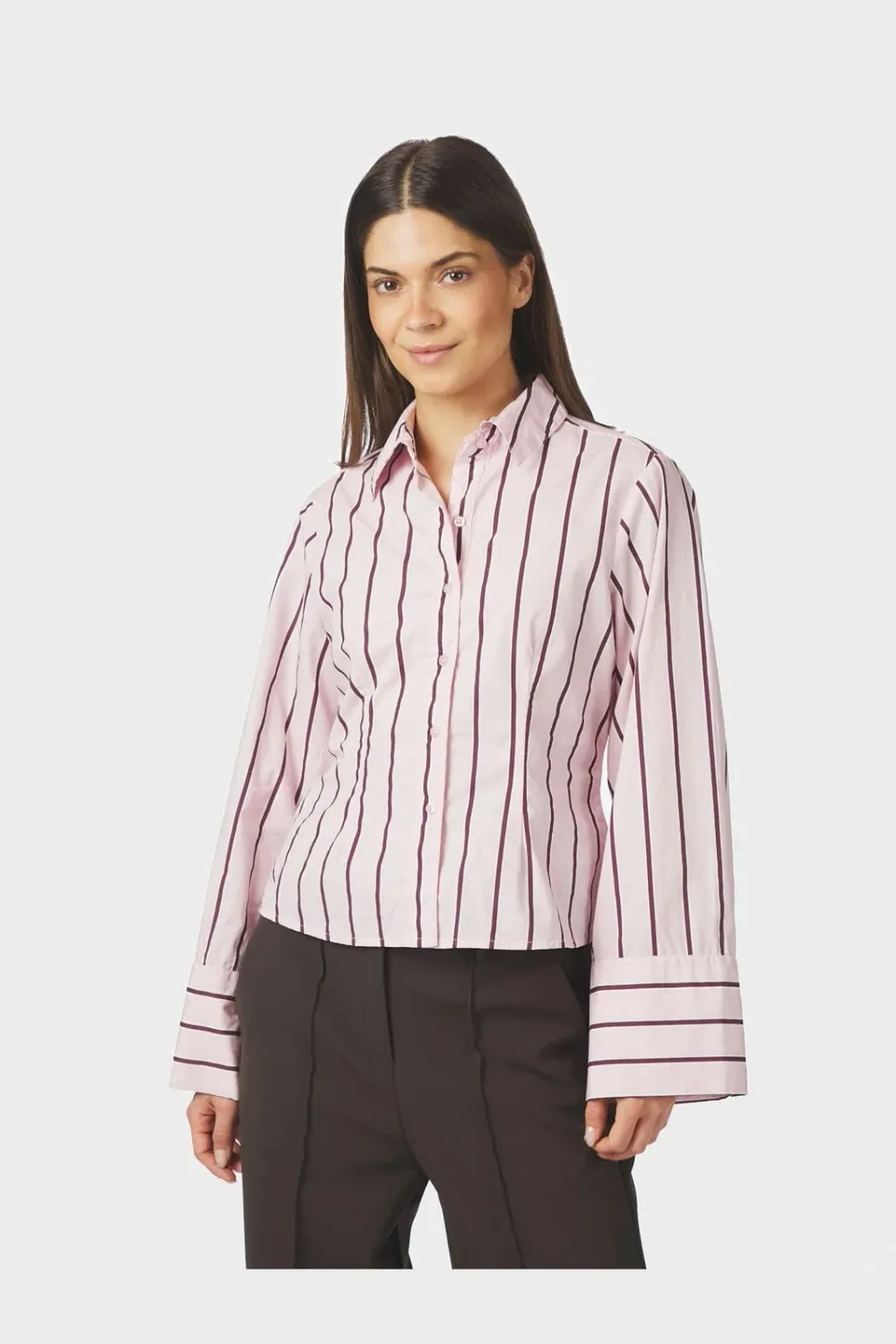 Neo Noir Rosa Wide Stripe Shirt 169704 Light pink