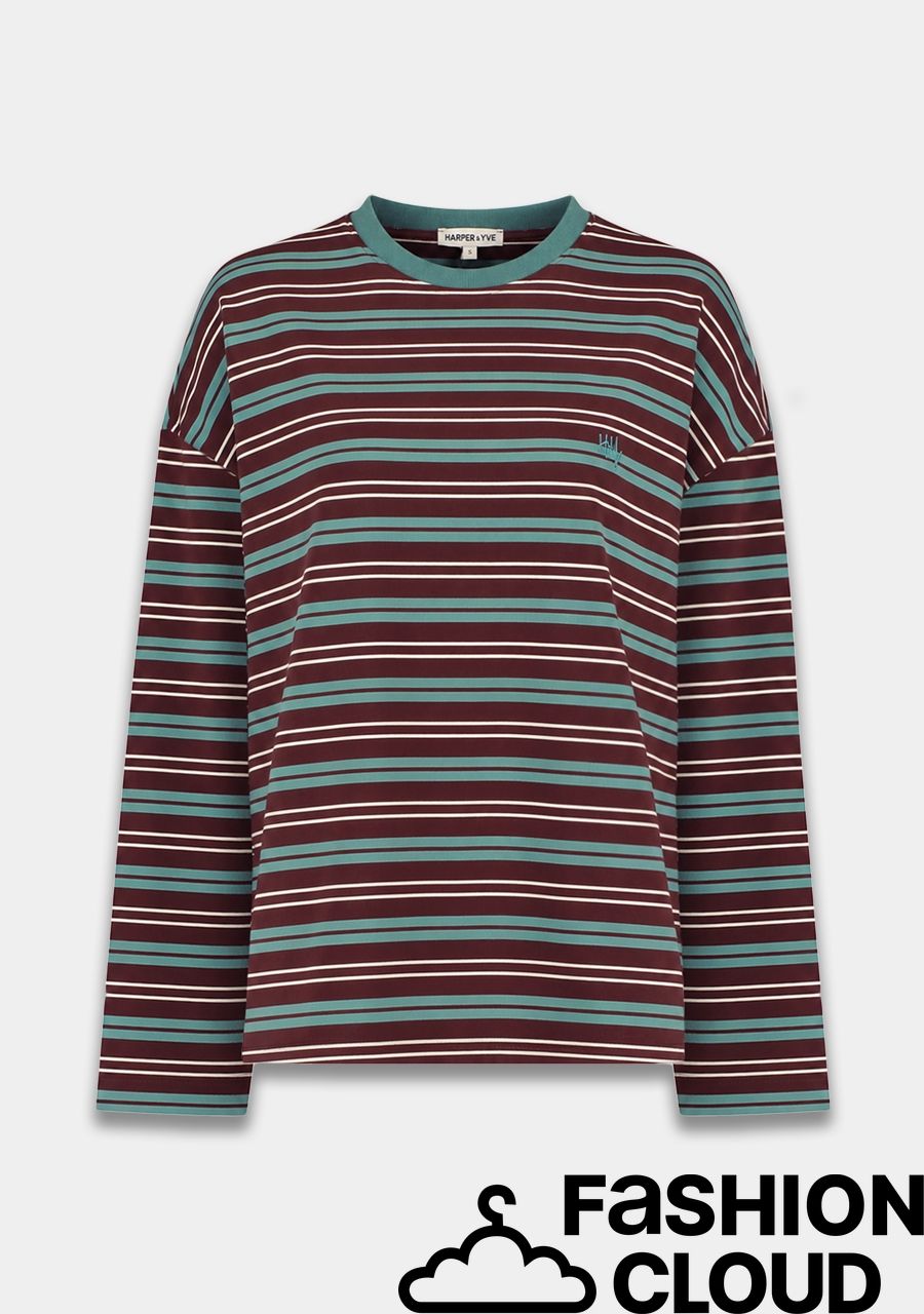 Harper &amp; Yve TOMMY-LS AW6P613 TEAL BLUE STRIPE