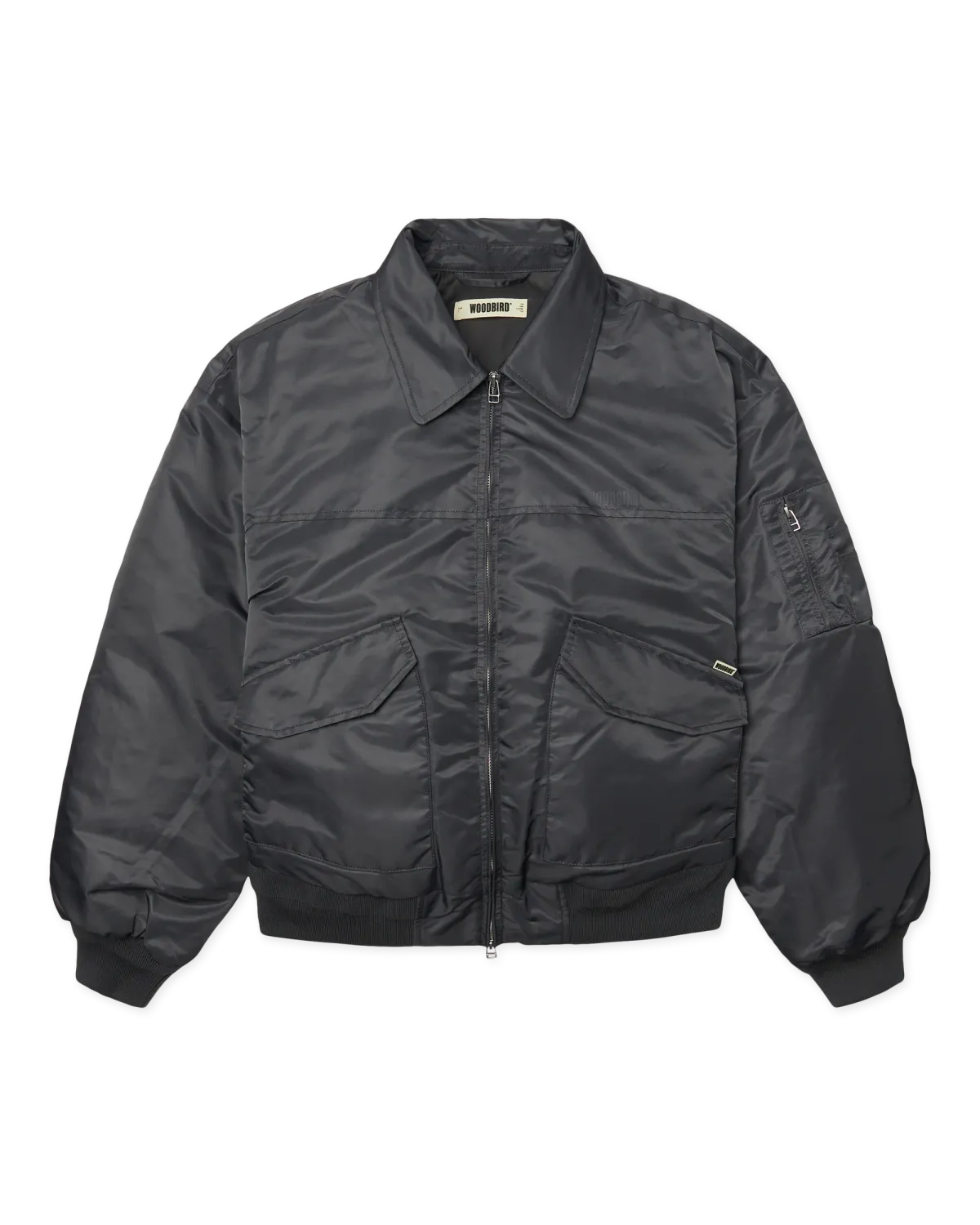 Woodbird Regular fit bomber jacket in a shiny 2636-902 Antra Grey