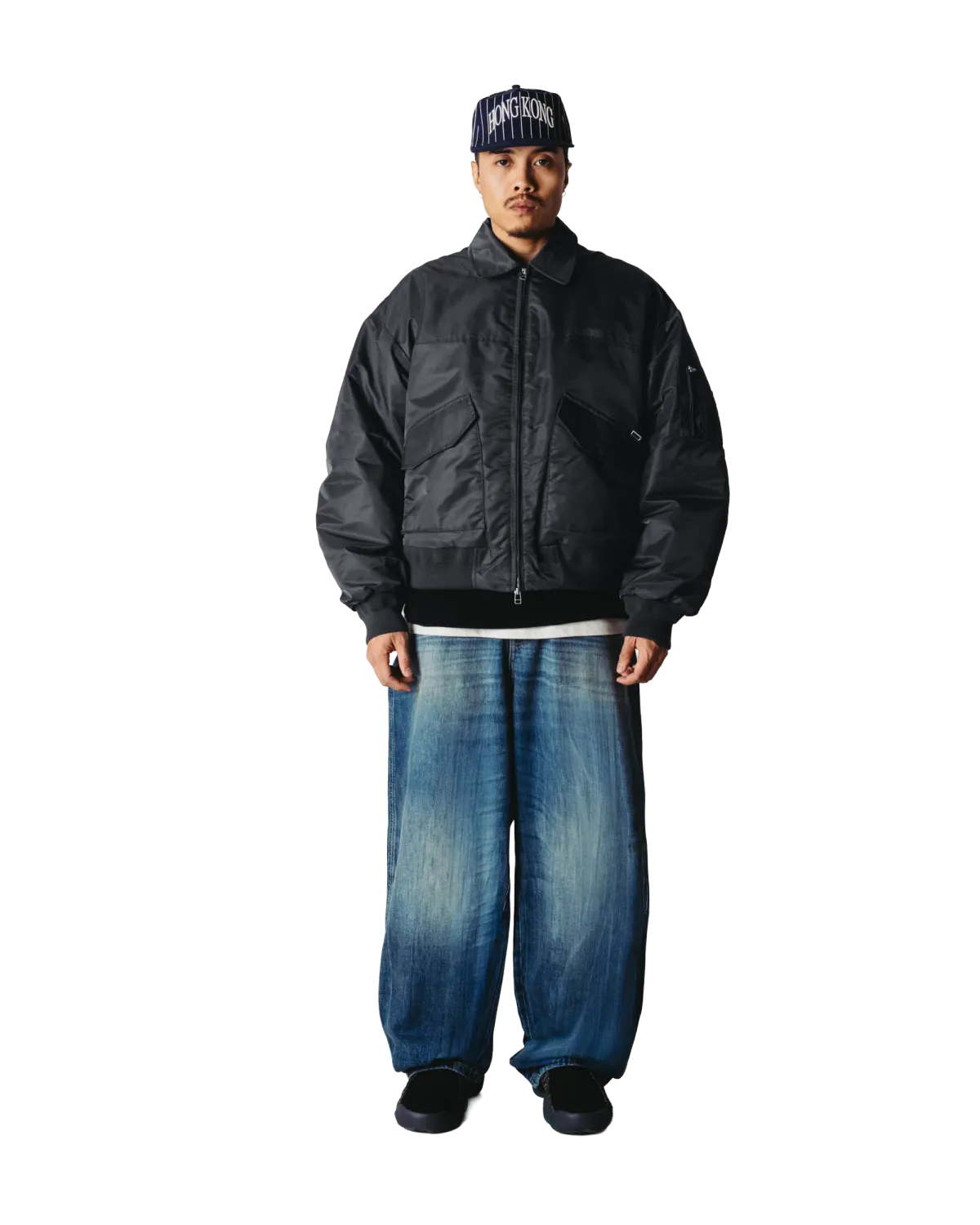Woodbird Regular fit bomber jacket in a shiny 2636-902 Antra Grey