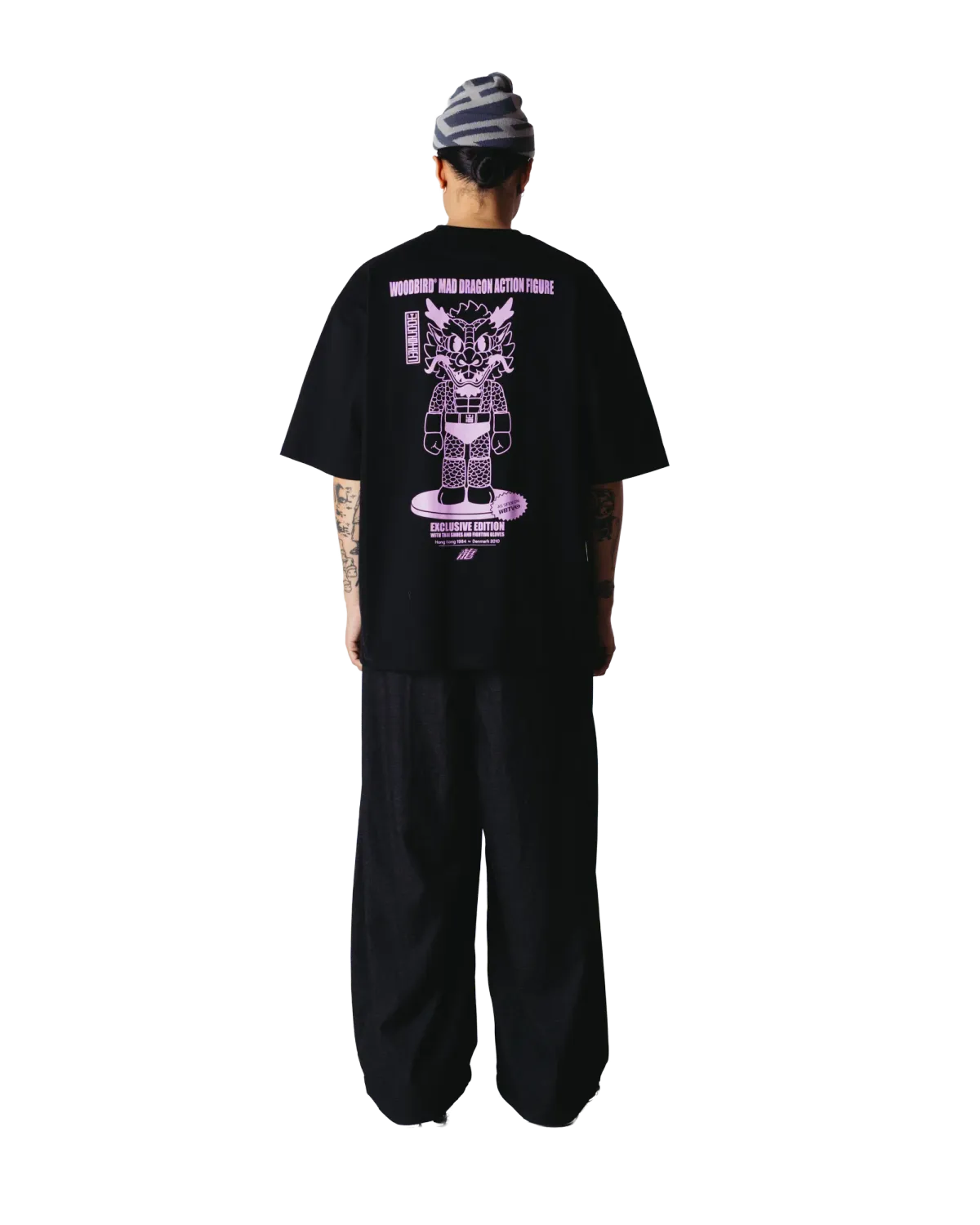 Woodbird Boxy fit Tee with a large 'Mad Drago 2636-405 Black