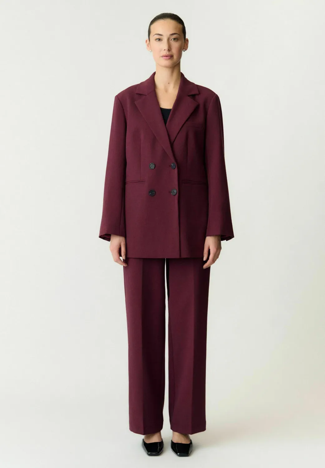 Y.A.S Likka wijde broek met hoge taille – fig
