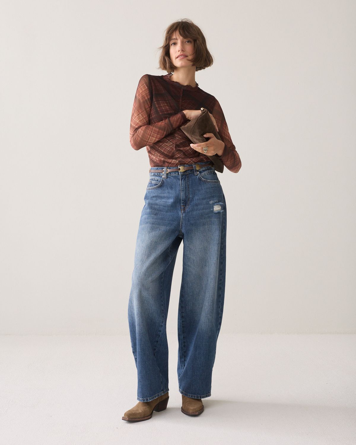 Summum Woman Diagonal check on mesh top 3s5328-30802 754
