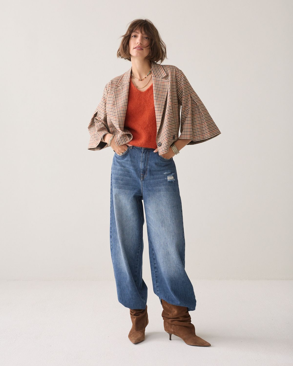 Summum Woman Blazer Check goji berry 1s1331-12496 120