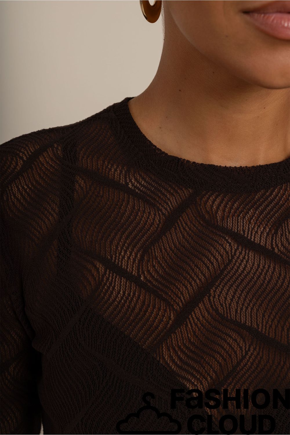 Studio Anneloes Reagan flaire lace top 14111 espresso