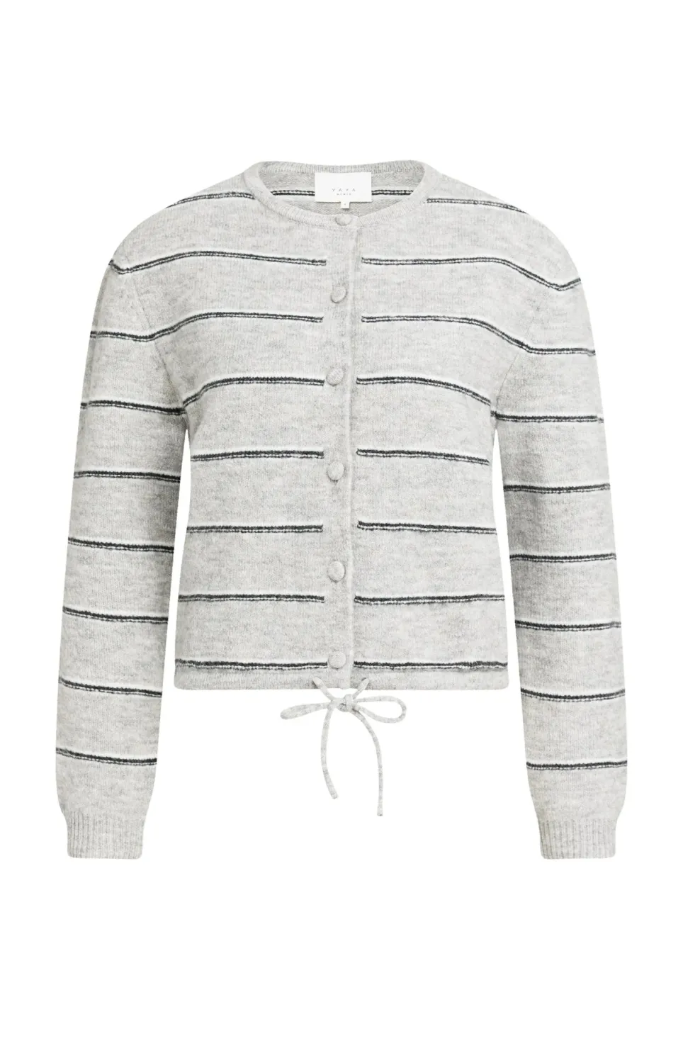 YaYa Gebreid gestreept vest met lan 01-010168-609 MEDIUM GREY MELANGE