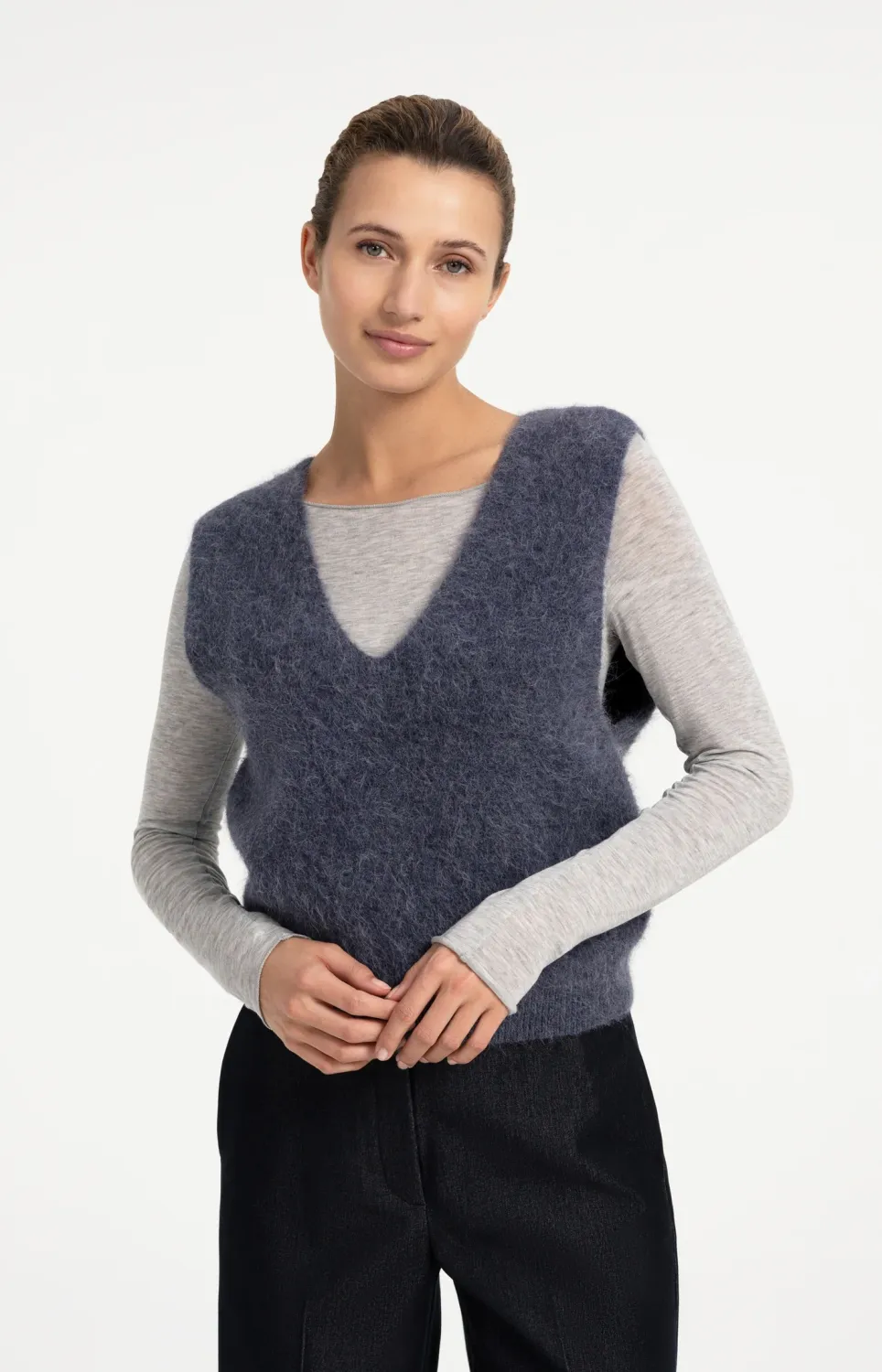 YaYa Spencer met diepe V-hals 01-000635-609 ODYSSEY GRAY MELANGE