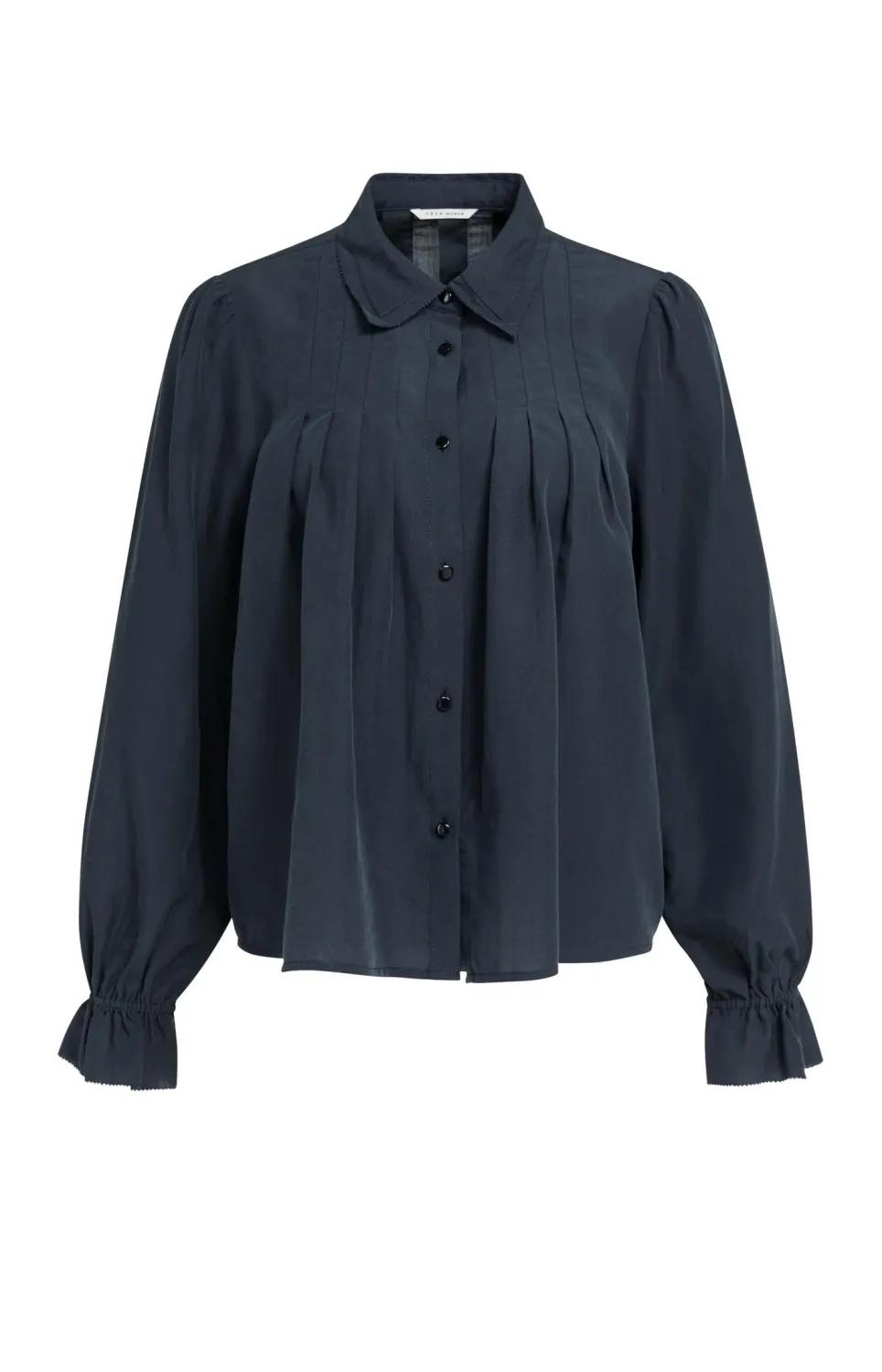 YaYa Doorzichtige geplooide blouse 01-201246-609 CAT BLACK