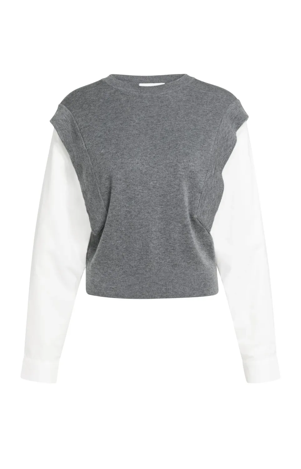YaYa Gebreide trui met geweven mouw 01-000614-609 GREY MELANGE