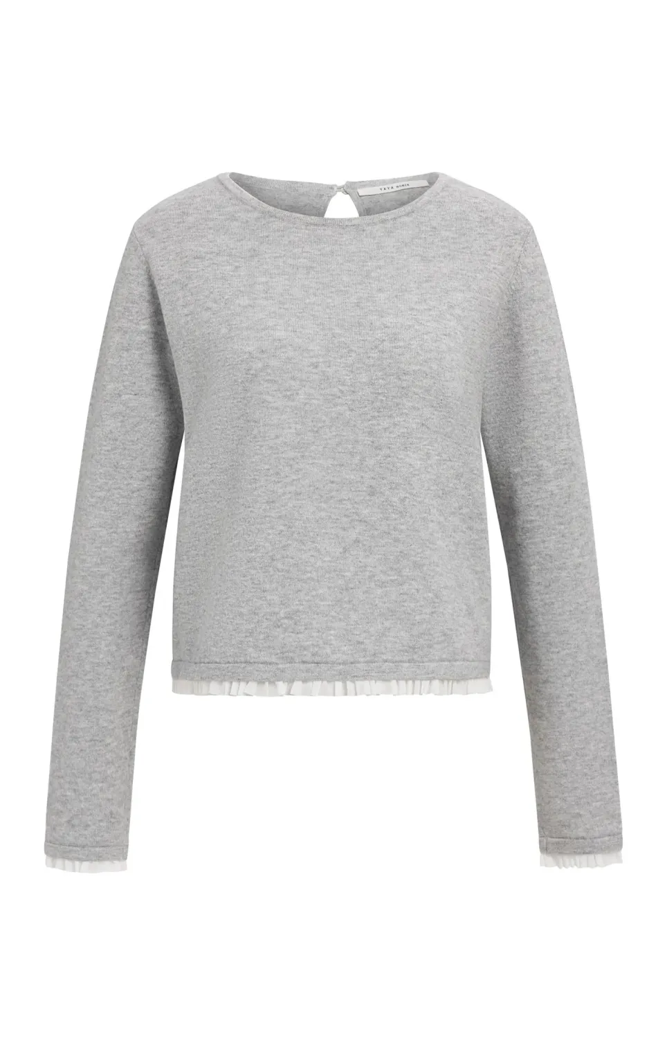 YaYa Trui van fijn garen met geweve 01-000625-609 MEDIUM GREY MELANGE