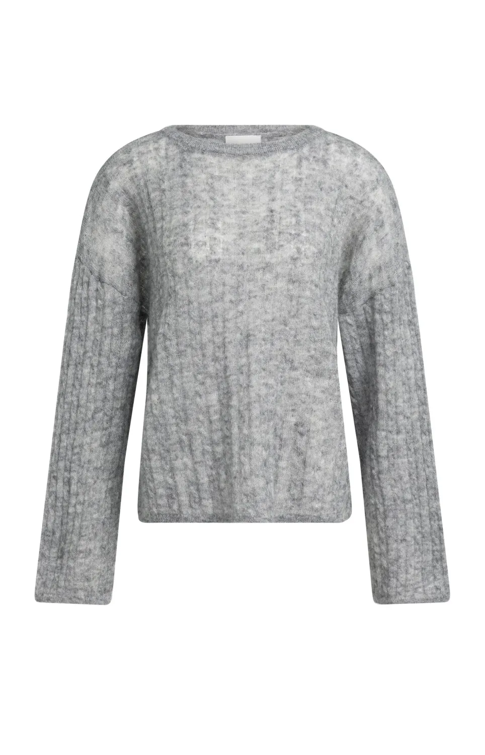 YaYa Oversized kabeltrui met lange 01-000628-609 MEDIUM GREY MELANGE