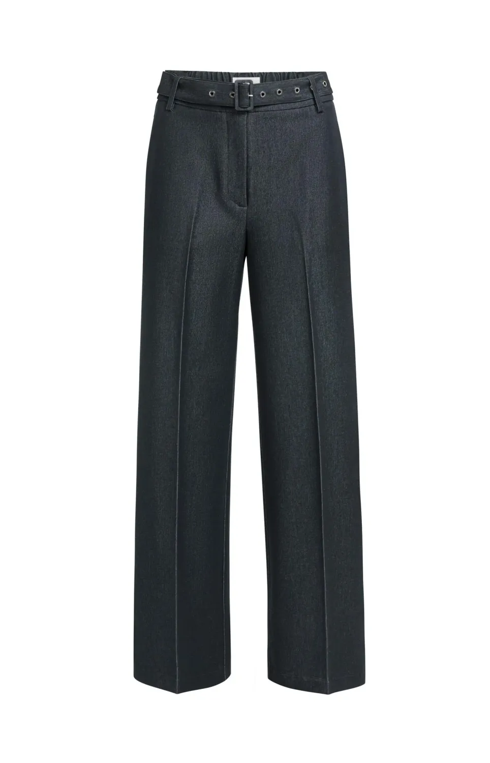 YaYa Geweven broek met wijde pijpen 01-301282-609 CAT BLACK