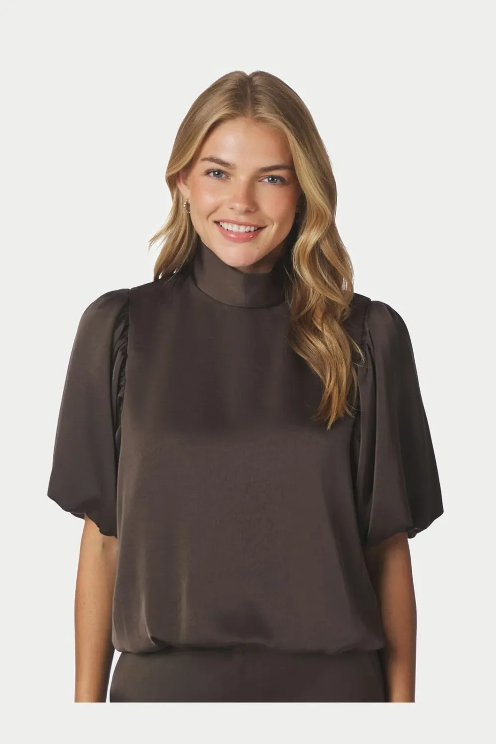 Neo Noir Parisa Heavy Sateen Blouse 170396 Dark brown