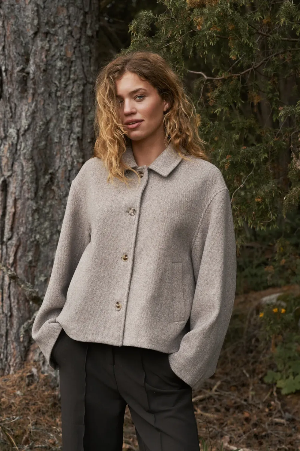 Neo Noir Hamra Herringbone Twill Jacket 168855 Beige Melange