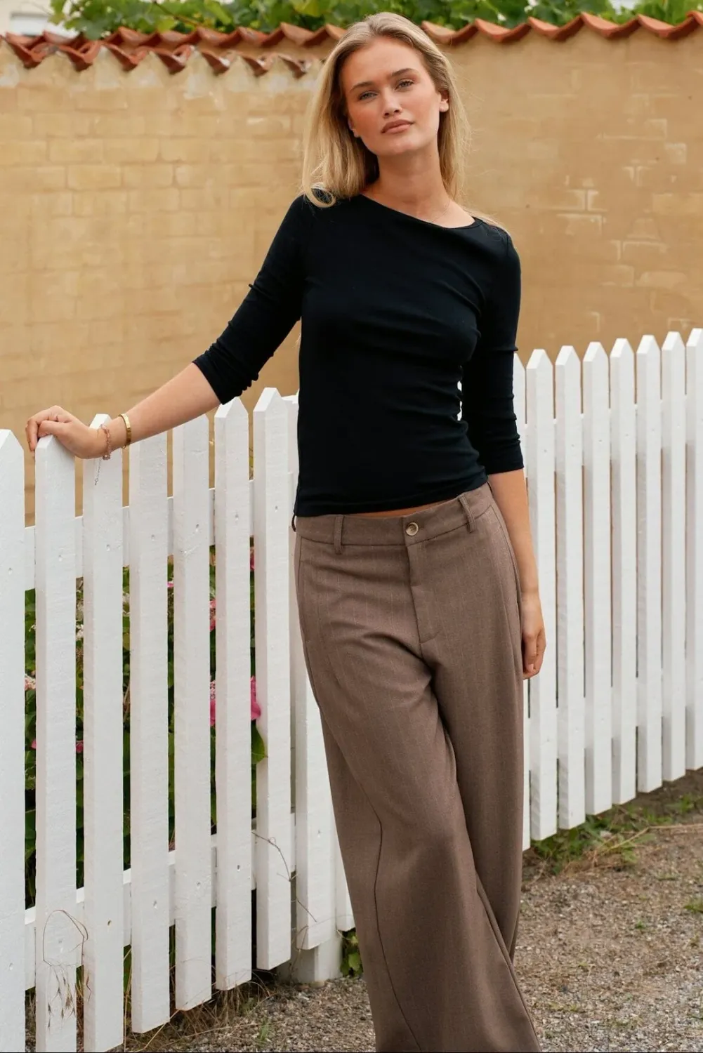 Neo Noir Essiall Pinstripe Pants 170084 Taupe