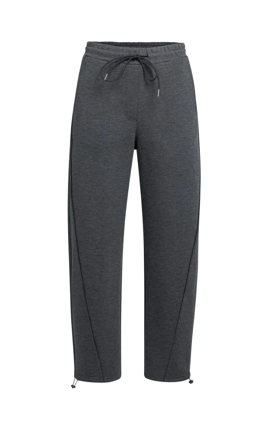 YaYa Jersey wijde broek met rechte 01-309288-609 HOLE BLACK MELANGE