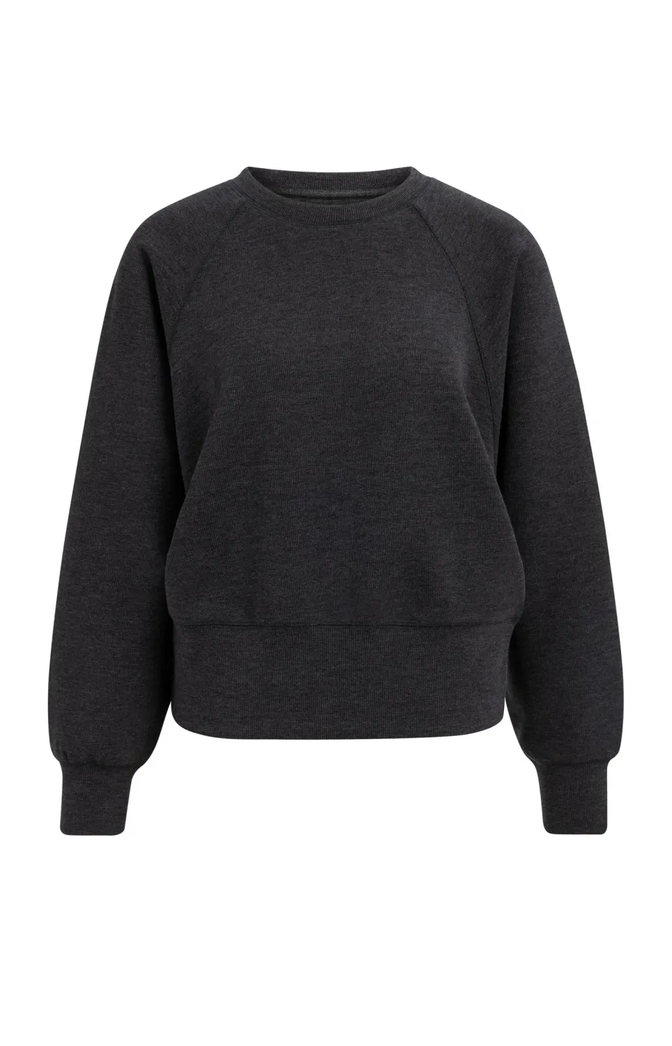 YaYa Raglan sweatshirt met fijne ri 01-109099-609 HOLE BLACK MELANGE