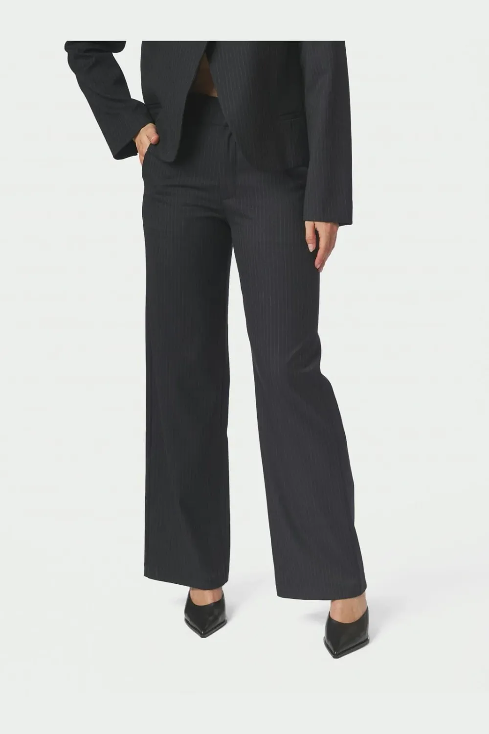 Neo Noir Nathalie slim fit krijtstreep broek – dark navy