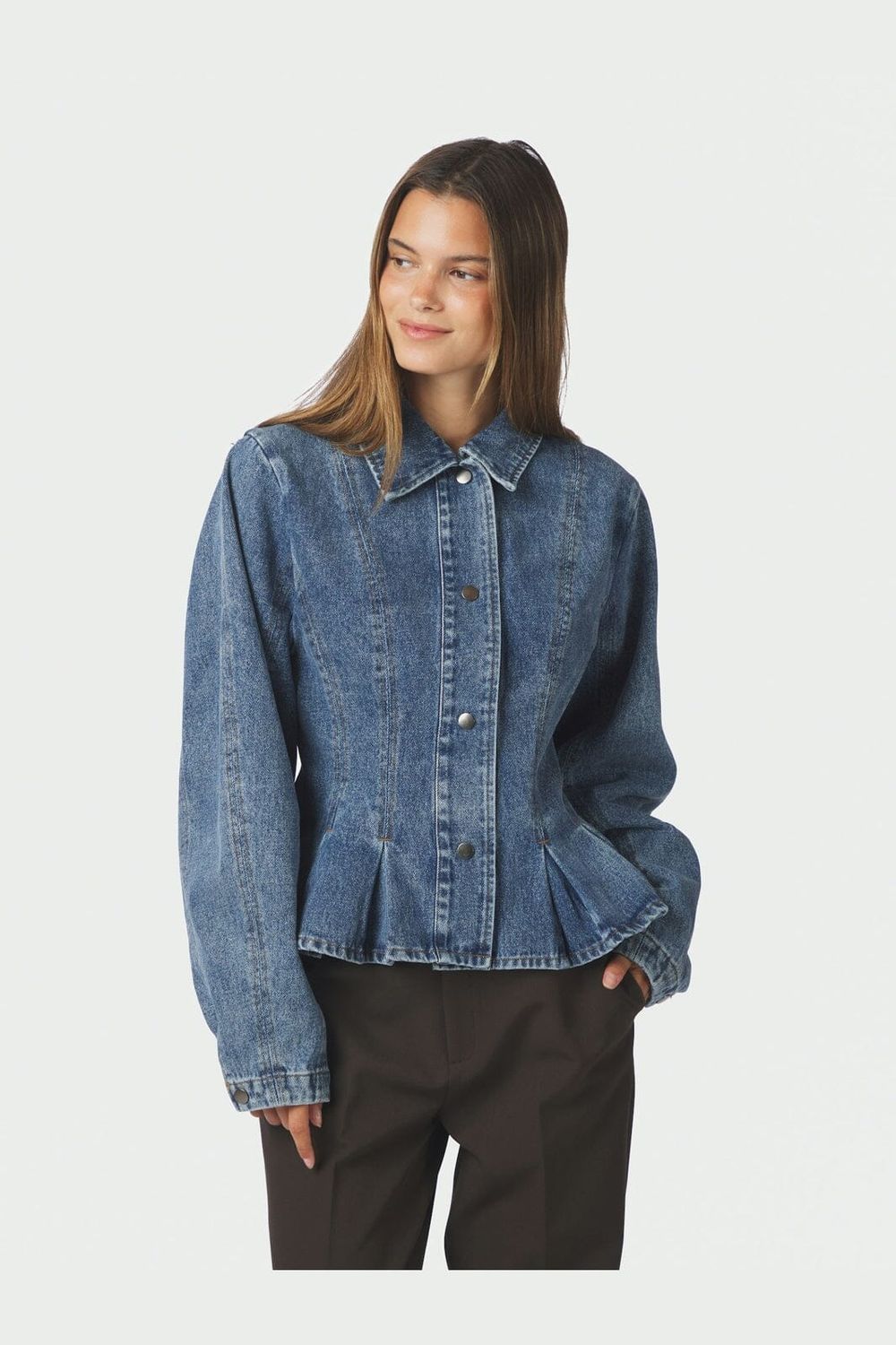 Neo Noir Rivora denim peplum jasje – blauw