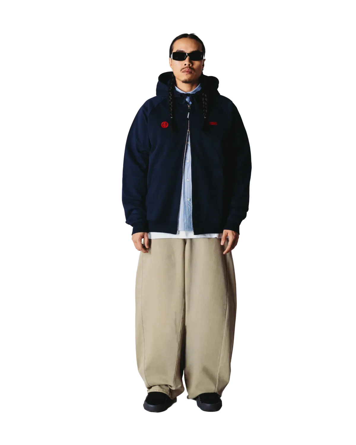 Woodbird Casual fit zip hoodie with a oversiz 2636-608 Dark Navy