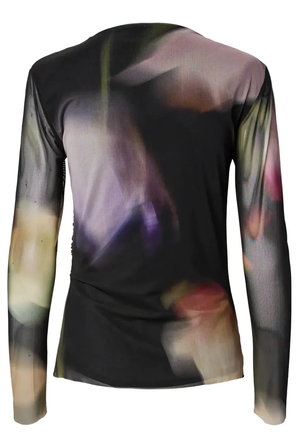 Y.A.S Shama mesh top met lange mouwen – zwart met print