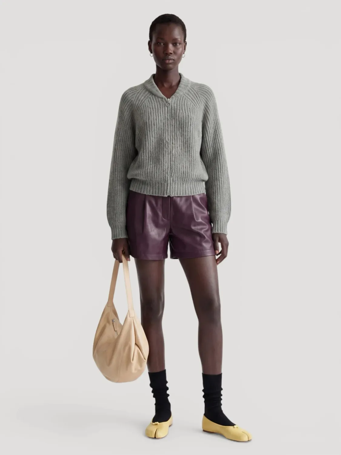 Edited Silvia short van imitatieleer – plum
