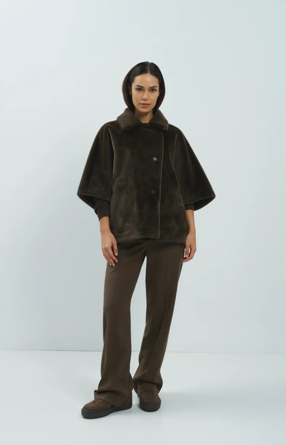 YaYa geweven pantalon – cacaobruin melange