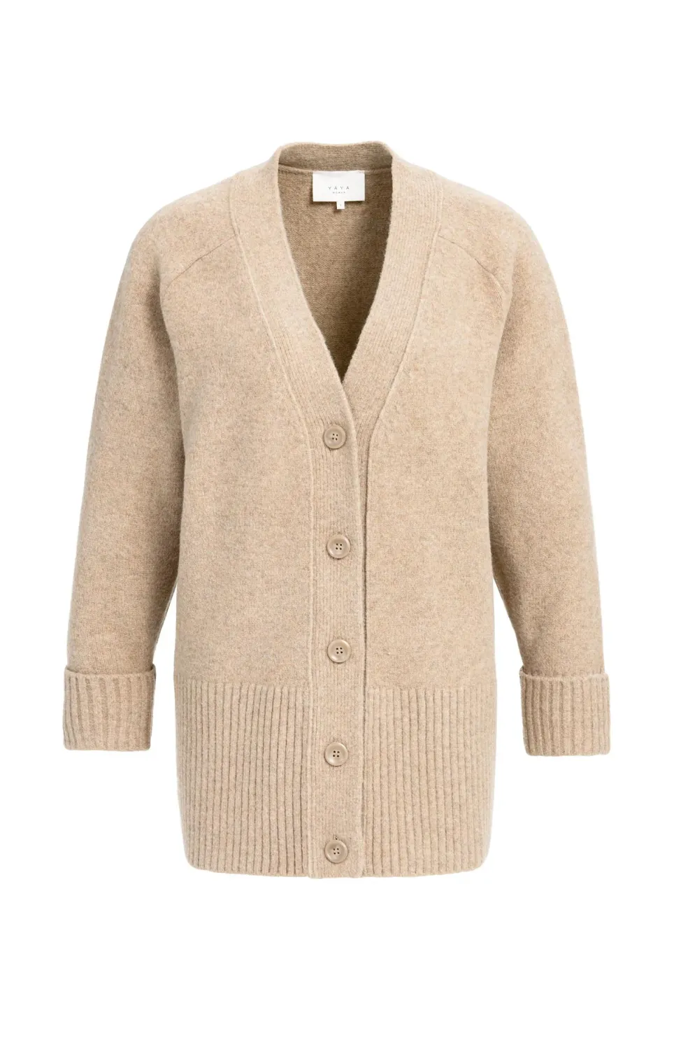 YaYa Blouse met geplooide schouders 01-010178-610 DARK BEIGE MELANGE