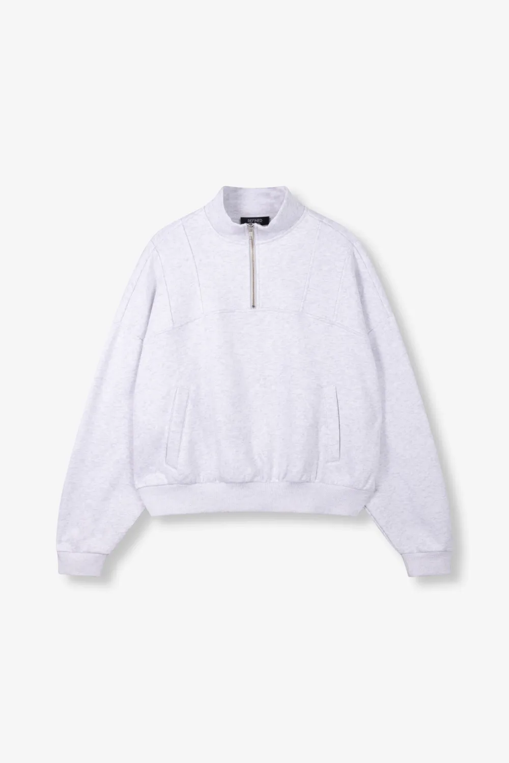 Refined Bianca oversized trui met halve rits – grijs melange