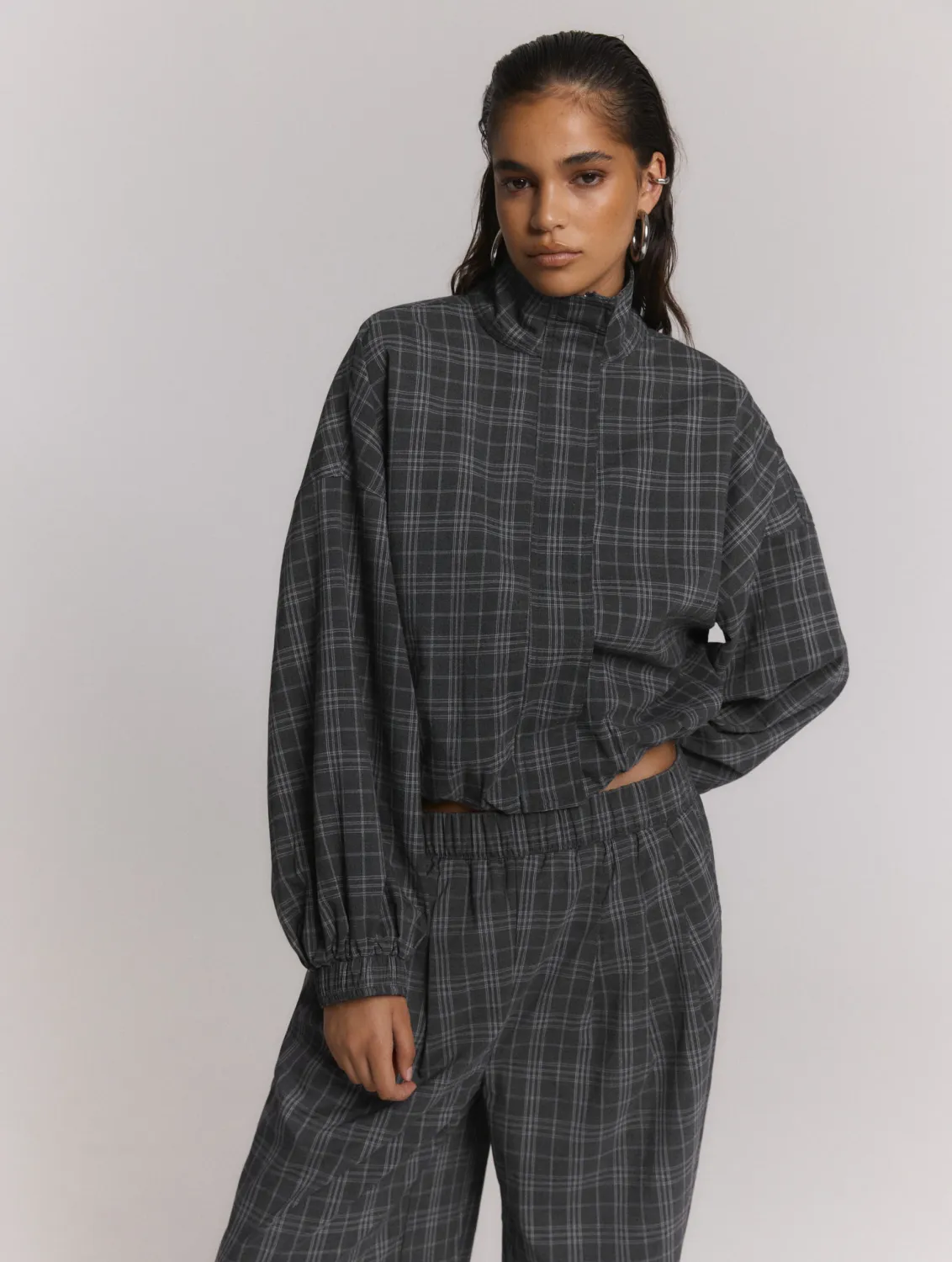 Refined Skye oversized geruite jas