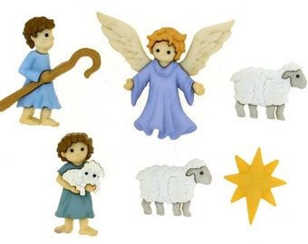 Botones Dress it up de resina Pastorcillos de Navidad