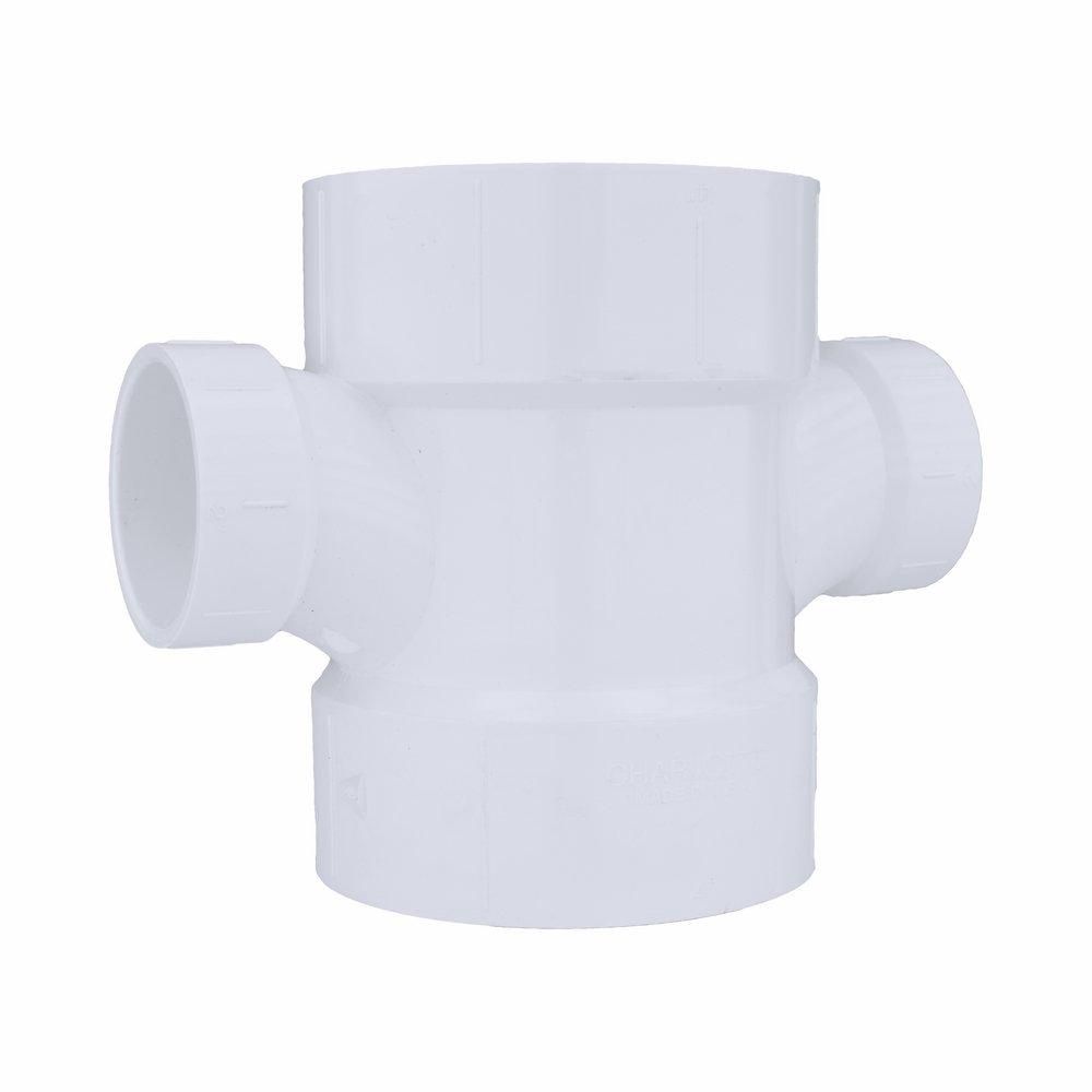 PVC DWV Double Sanitary Tee 3" x 3" x 1-1/2" x 1-1/2"
