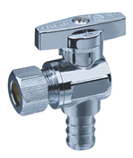 1/4 Turn Stop Valve 3/8" Comp x 1/2" Pex Angle