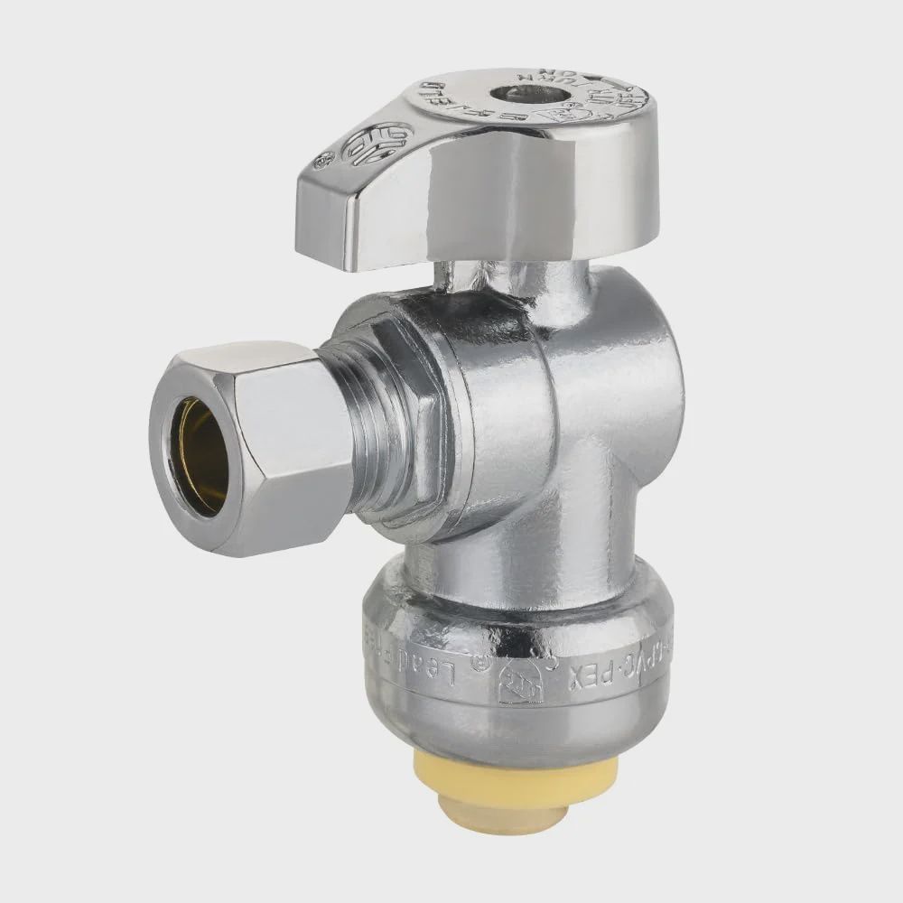 1/4 Turn Stop Valve 3/8" Comp x 1/2" SB Angle