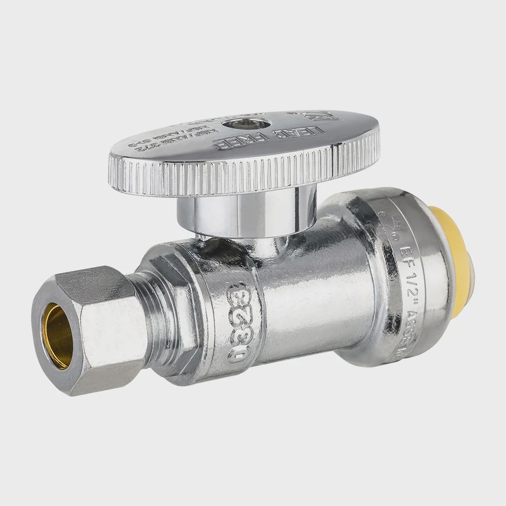 1/4 Turn Stop Valve 3/8" Comp x 1/2" SB Staight