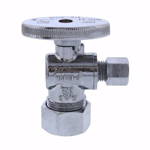 1/4 Turn Stop Valve 5/8" Comp x 1/4" Comp Angle