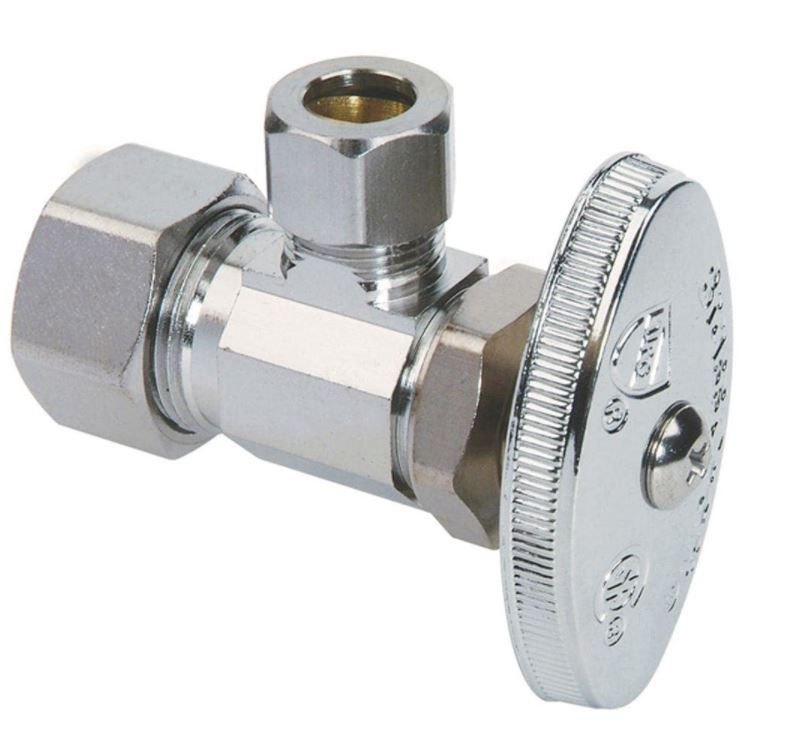 1/4 Turn Stop Valve 3/8"COMP x 1/2"FIP Angle