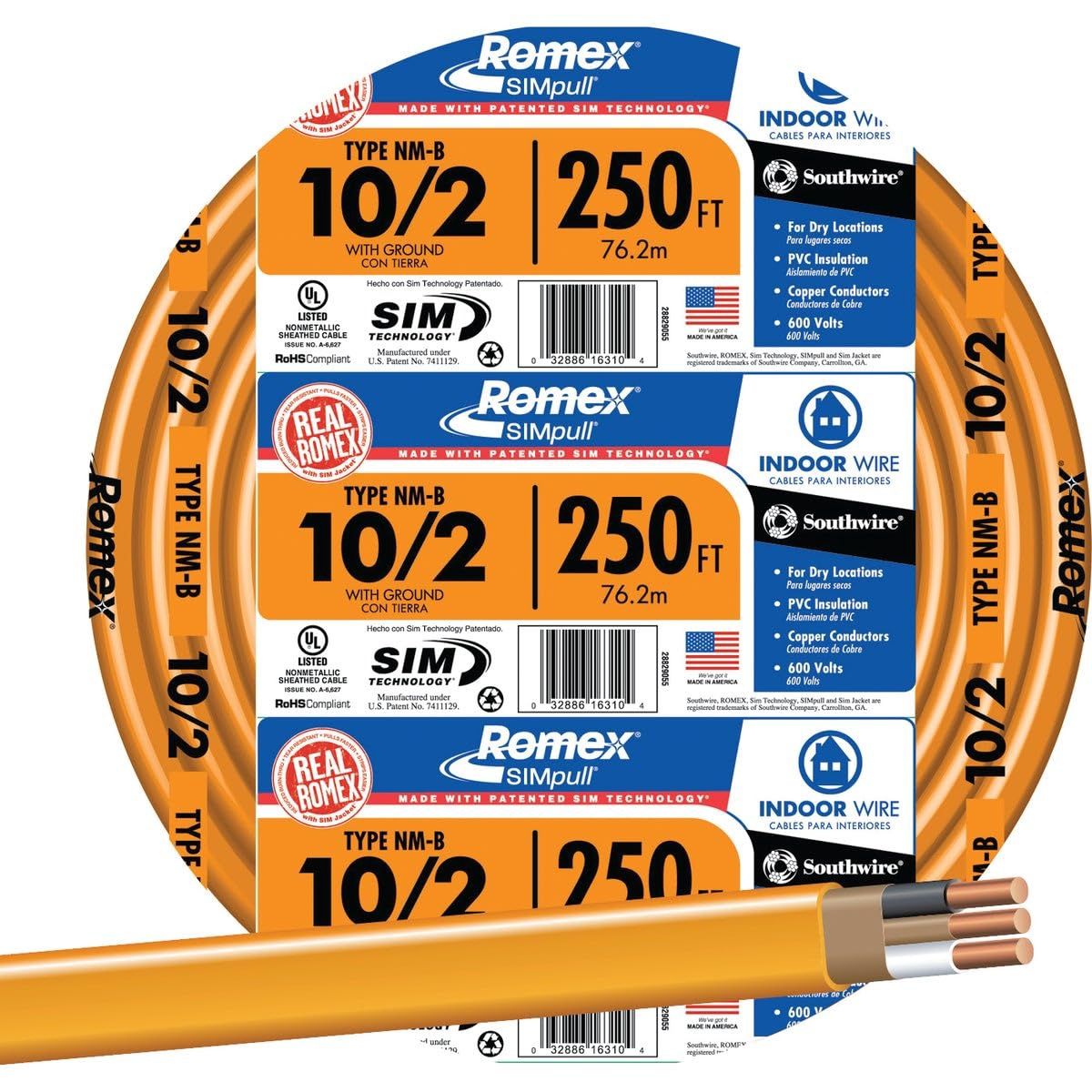 10/2 w/ Ground NM-B Wire 250' Coil