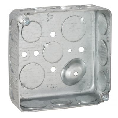 4" METAL BOX SQUARE 1-1/2" DEEP W/ 1/2"-3/4" KNOCK OUT