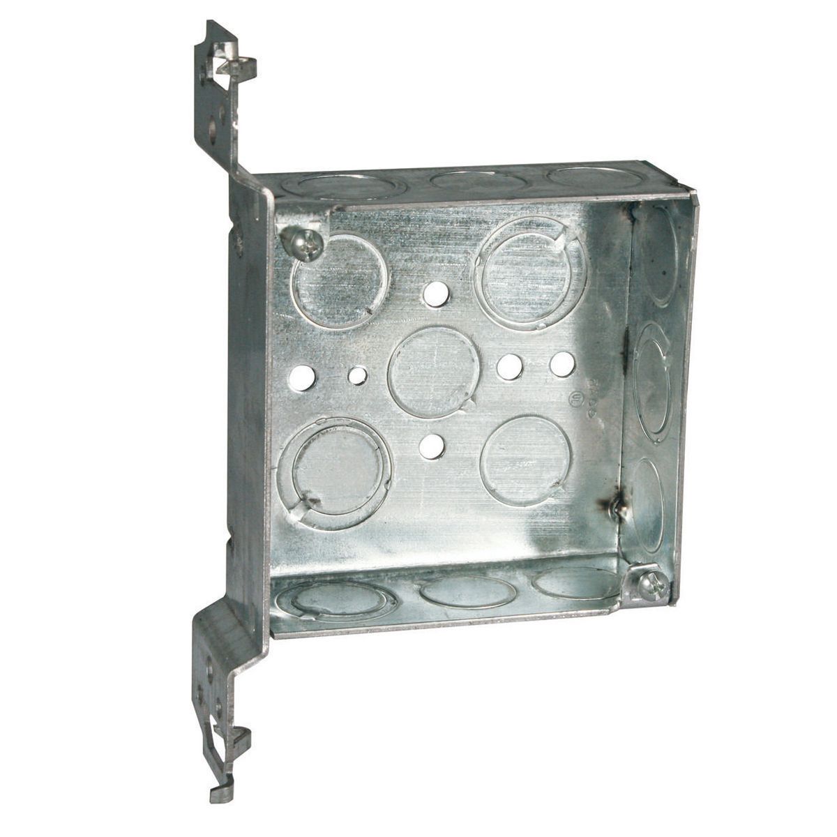 4" METAL BOX SQUARE 1-1/2" DEEP W/ SIDE BRACKETS
