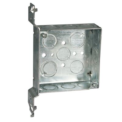 4" METAL BOX SQUARE 1-1/2" DEEP W/ SIDE BRACKETS