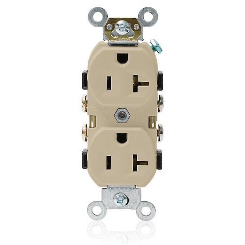 LEVITON Duplex Receptacle 20A-125V, Commercial Grade - Ivory