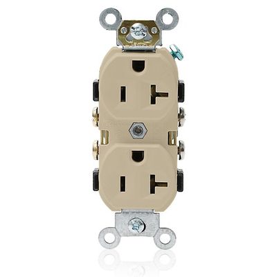 LEVITON Duplex Receptacle 20A-125V, Commercial Grade - Ivory