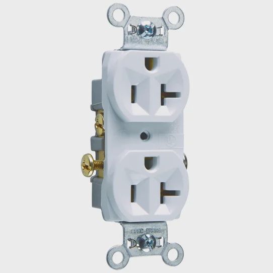 LEVITON Duplex Receptacle 20A-125V, Commercial Grade - White