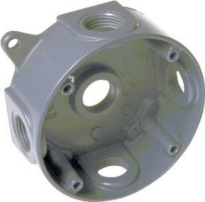 ROUND WEATHERPROOF BOX 1/2" 5 HOLE