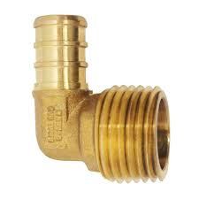 PEX-B Brass Crimp 90 Elbow 1/2" Male Adapter