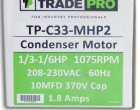 Condenser Motor- Multi Horse- 1/3hp - 1/6hp  1075 RPM 230V
