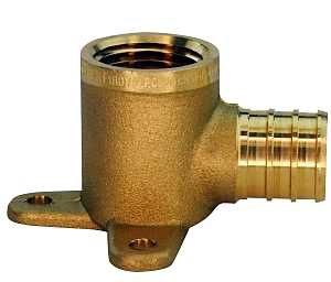 Pex-B Brass Drop Ear 90 Ell 1/2" x 3/4"